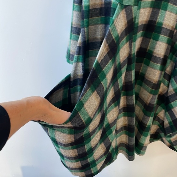 Lavena womens tartan dress top M green black checker big pockets collar zipper - Picture 10 of 11